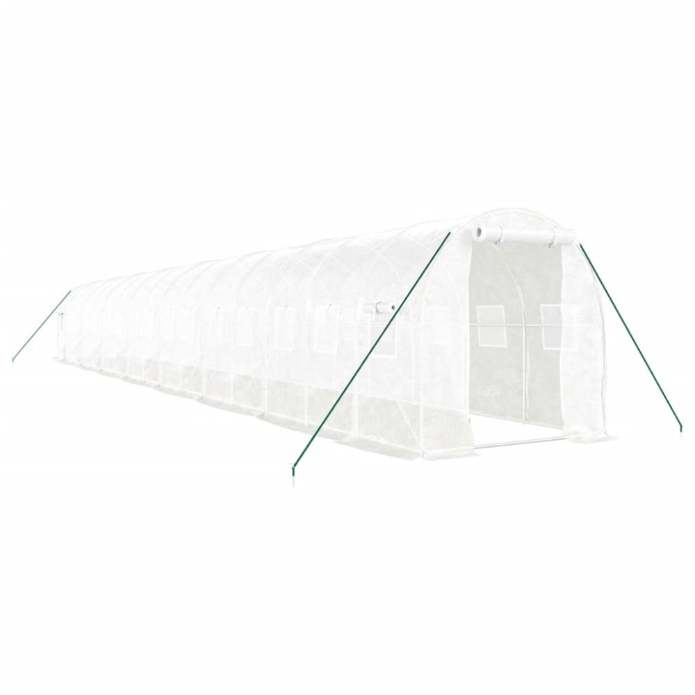 vidaXL Θερμοκήπιο με Ατσάλινο Πλαίσιο Λευκό 32 μ² 16 x 2 x 2 μ.