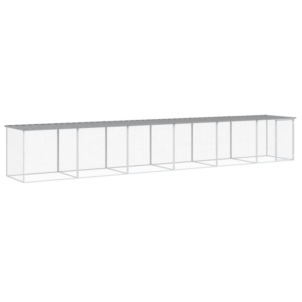 vidaXL Κοτέτσι - Κλουβί με Στέγη Αν. Γκρι 603x98x90 εκ. Γαλβαν. Ατσάλι