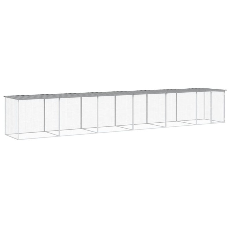 vidaXL Κοτέτσι - Κλουβί με Στέγη Αν. Γκρι 603x98x90 εκ. Γαλβαν. Ατσάλι