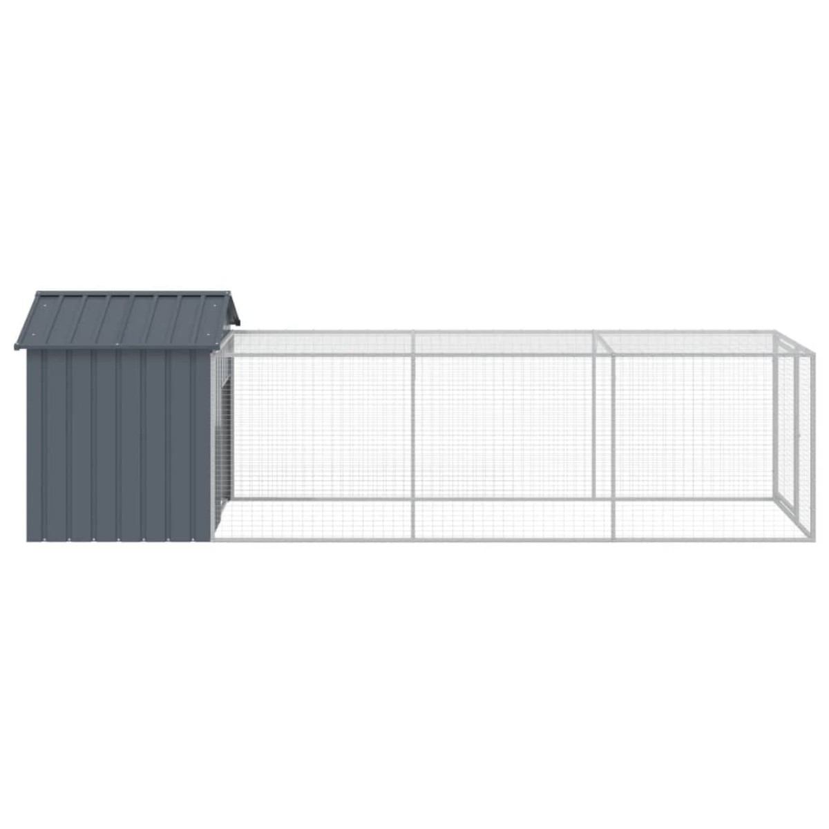 vidaXL Κλουβί για Κότες με Αυλή Ανθρακί 117x405x123 εκ Γαλβαν. Χάλυβας