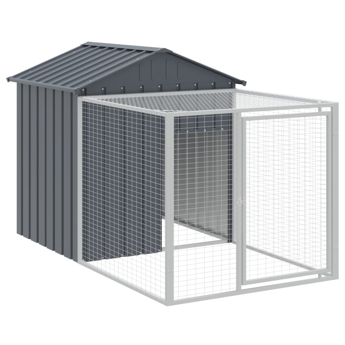 vidaXL Κλουβί για Κότες με Αυλή Ανθρακί 117x405x123 εκ Γαλβαν. Χάλυβας