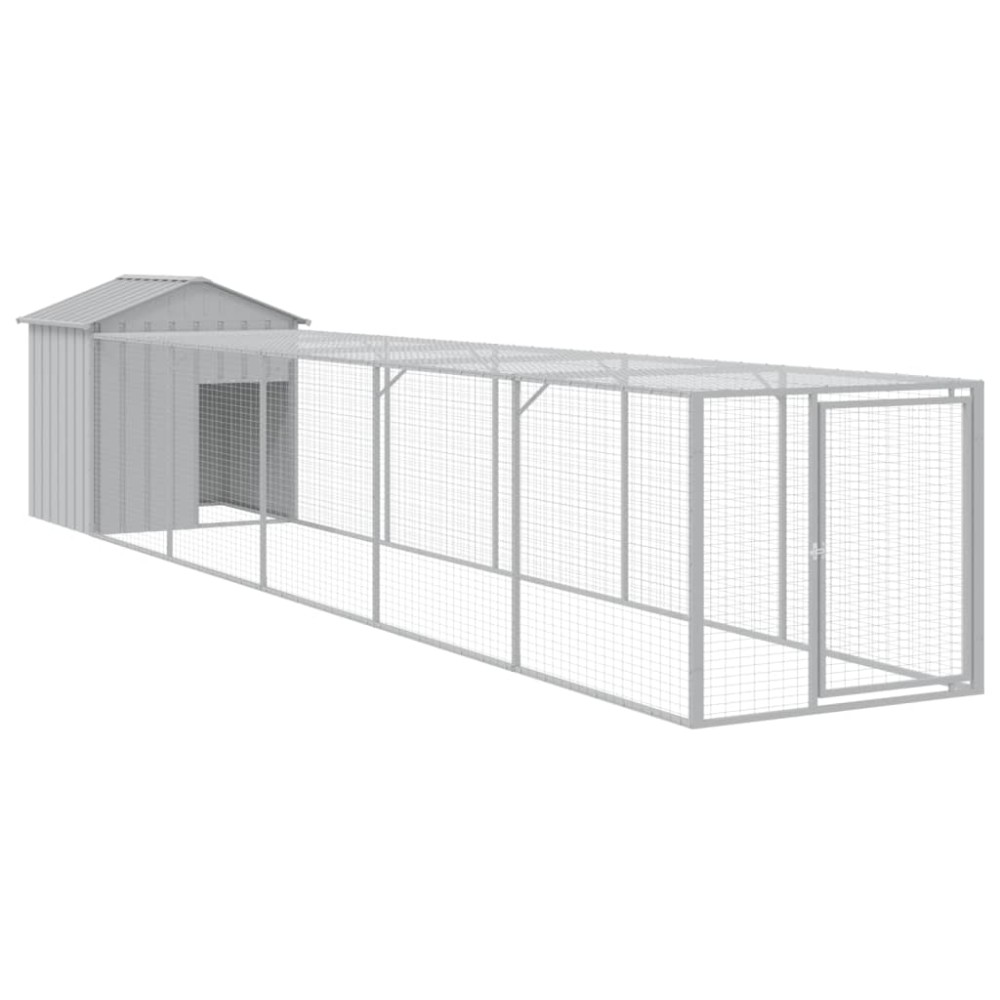 vidaXL Κοτέτσι με Περίβολο Αν. Γκρι 117x609x123 εκ. Γαλβαν. Ατσάλι