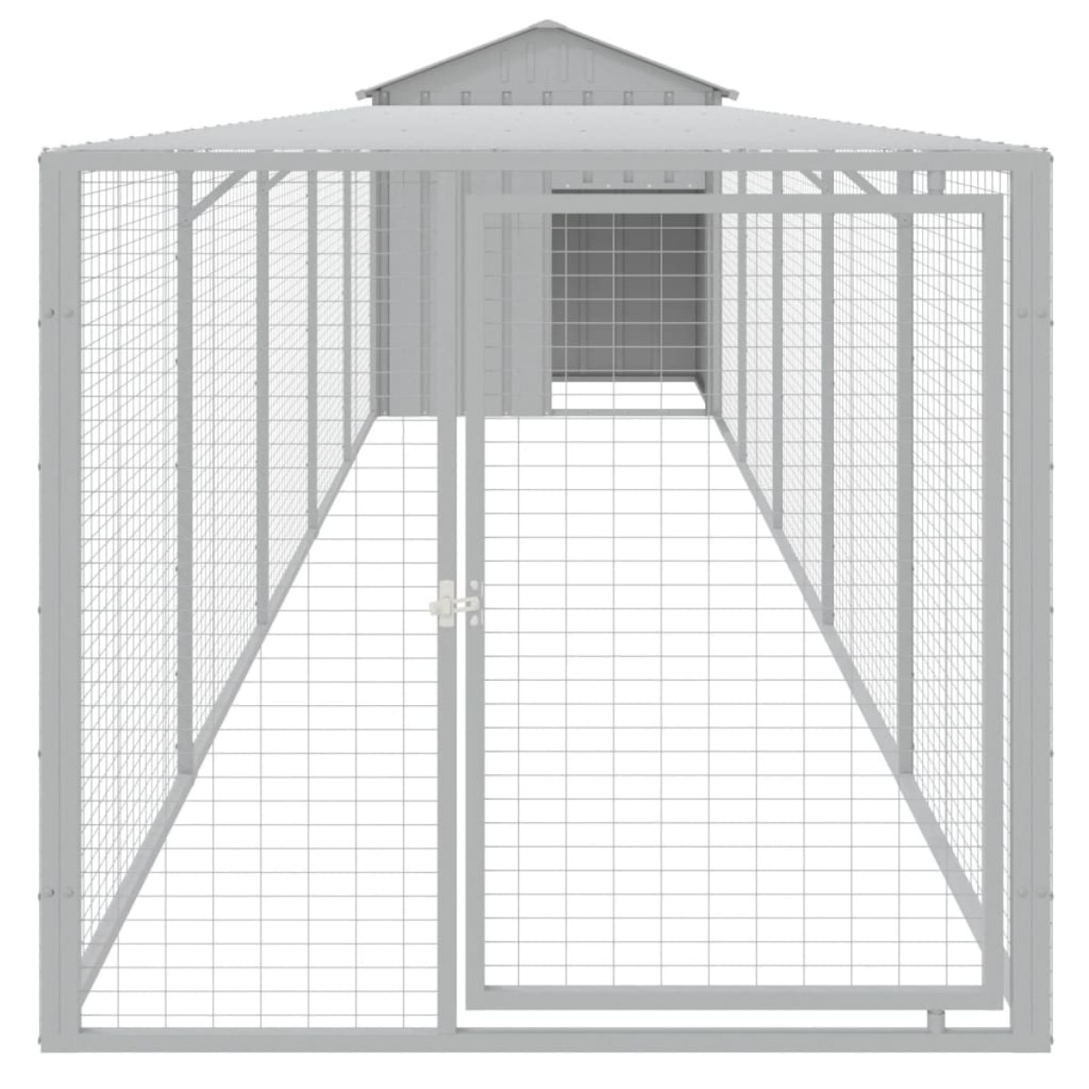 vidaXL Κοτέτσι με Περίβολο Αν. Γκρι 117x609x123 εκ. Γαλβαν. Ατσάλι