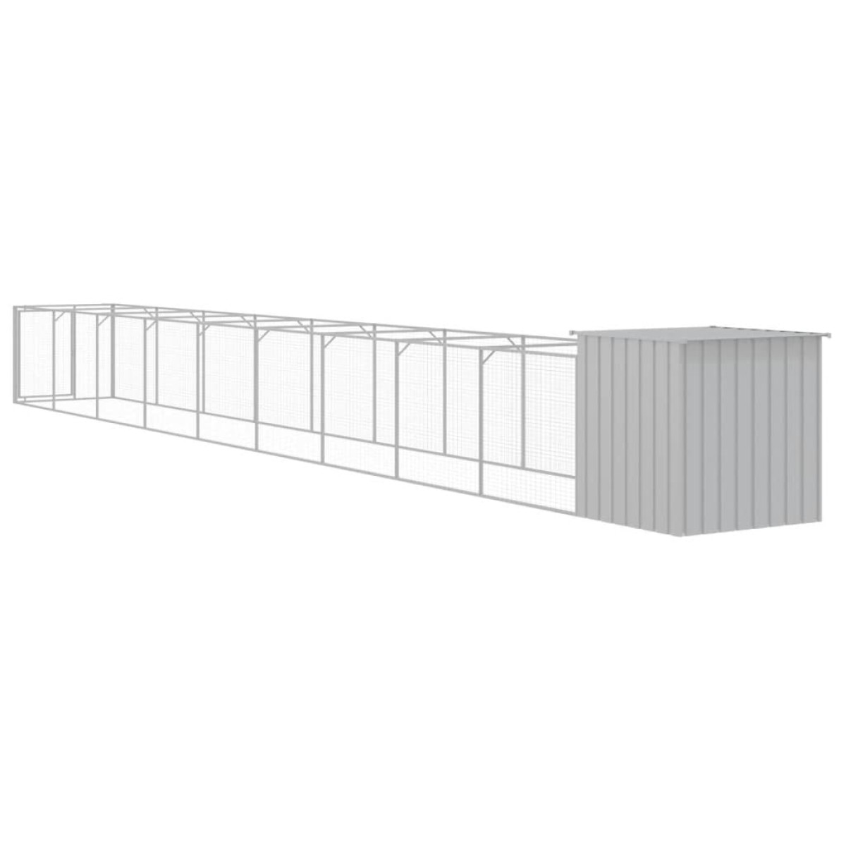 vidaXL Σπιτάκι Σκύλου με Αυλή Αν. Γκρι 110x1017x110εκ. Γαλβαν. Χάλυβας
