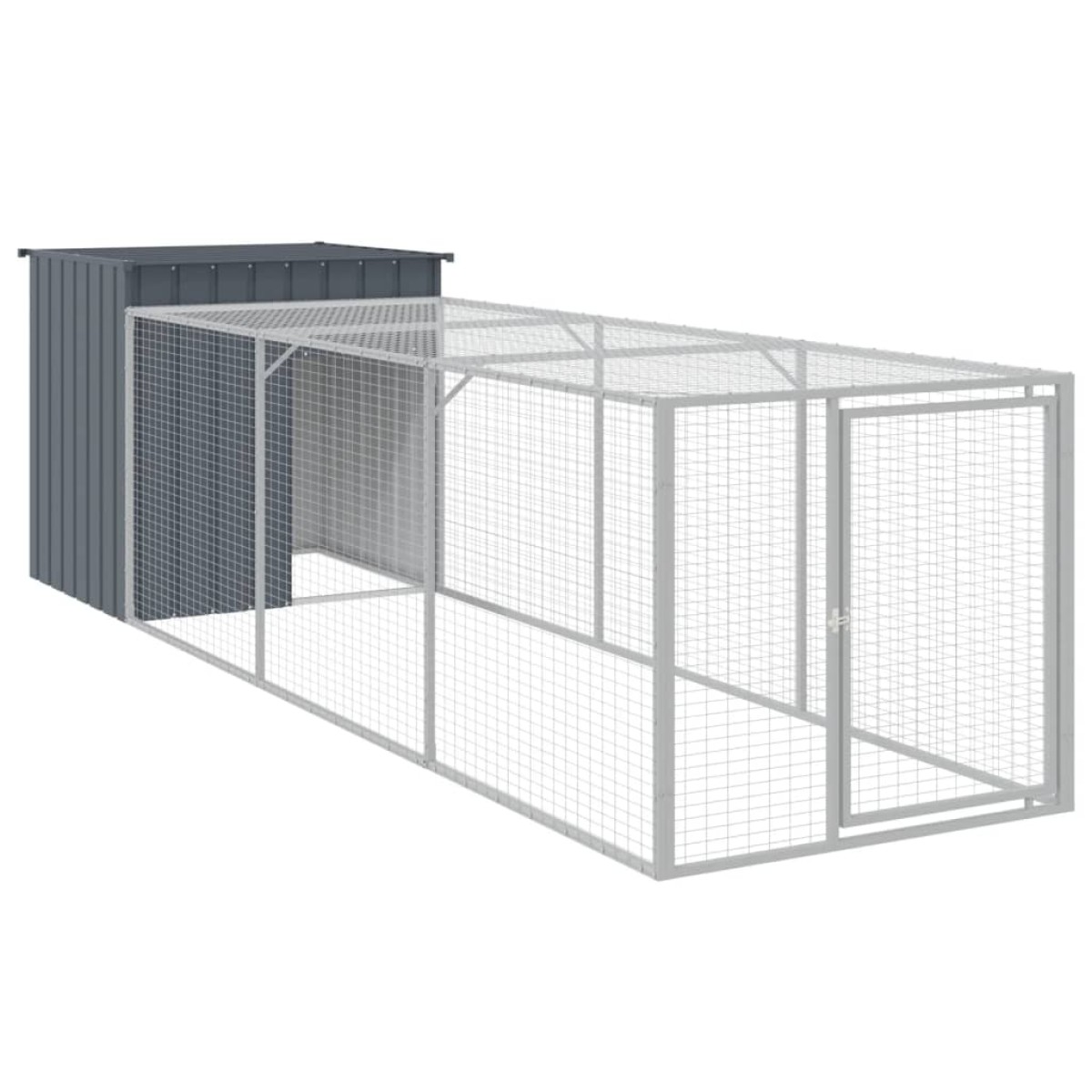 vidaXL Κοτέτσι με Περίβολο Ανθρακί 110x405x110 εκ. Γαλβαν. Χάλυβας