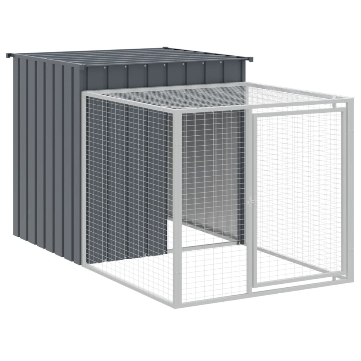 vidaXL Κοτέτσι με Περίβολο Ανθρακί 110x405x110 εκ. Γαλβαν. Χάλυβας