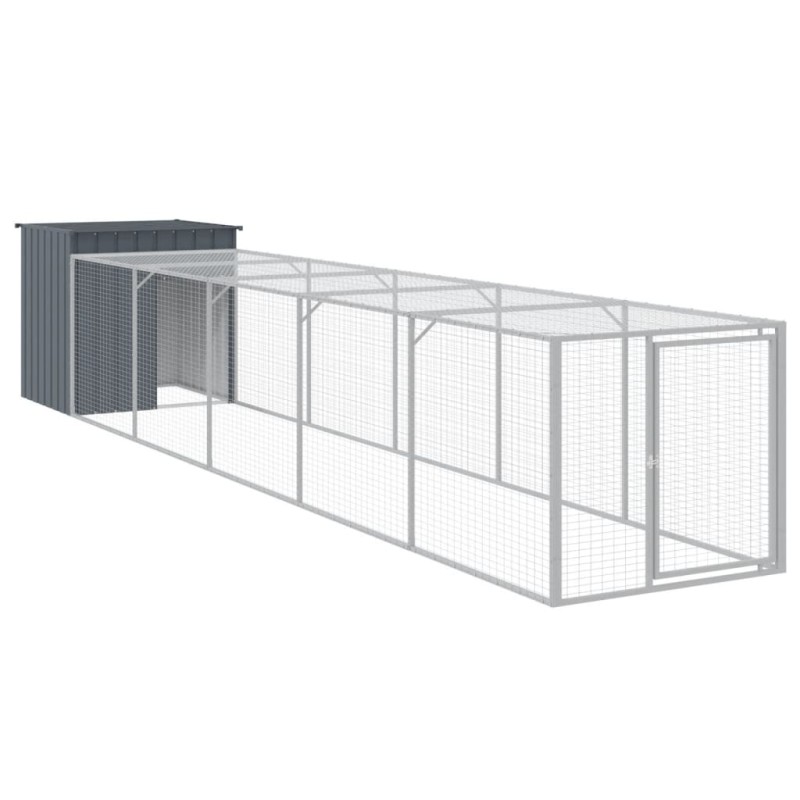vidaXL Κοτέτσι με Περίβολο Ανθρακί 110x609x110 εκ. Γαλβαν. Χάλυβας