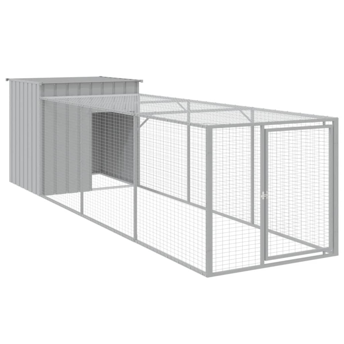vidaXL Κοτέτσι με Περίβολο Αν. Γκρι 110x405x110 εκ. Γαλβαν. Χάλυβας