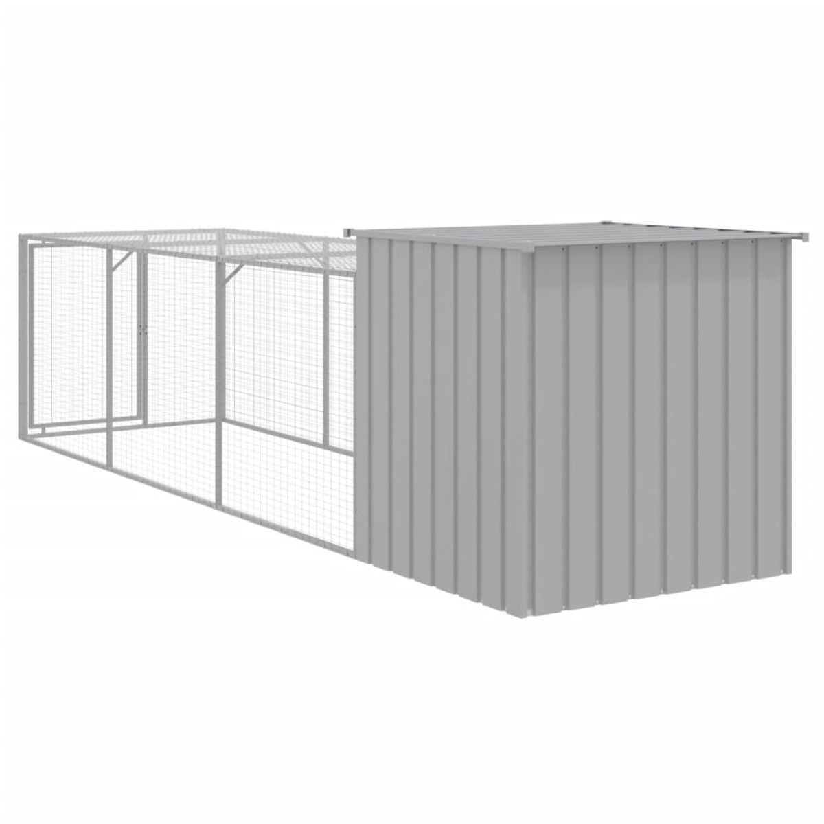 vidaXL Κοτέτσι με Περίβολο Αν. Γκρι 110x405x110 εκ. Γαλβαν. Χάλυβας