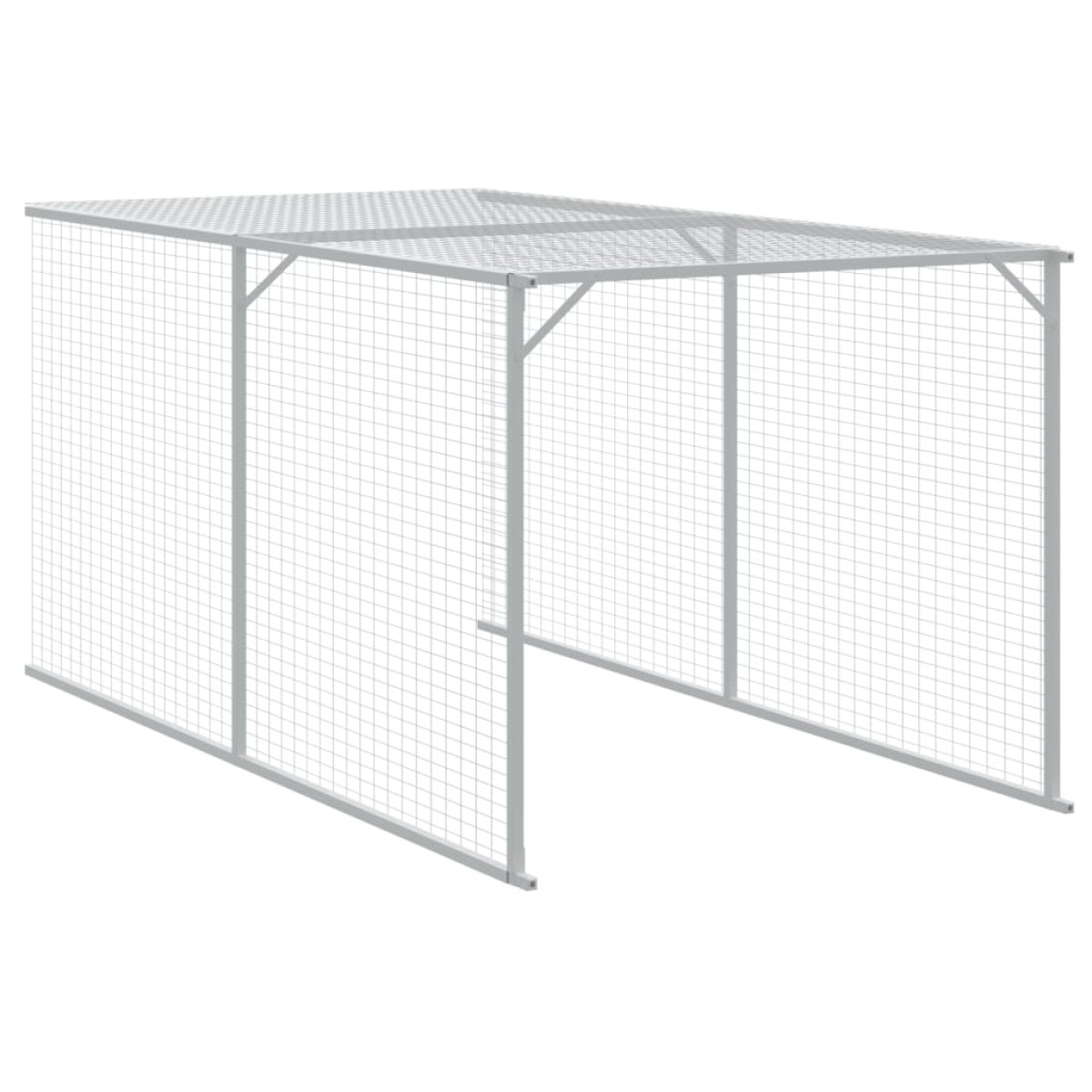 vidaXL Κοτέτσι με Περίβολο Αν. Γκρι 110x405x110 εκ. Γαλβαν. Χάλυβας