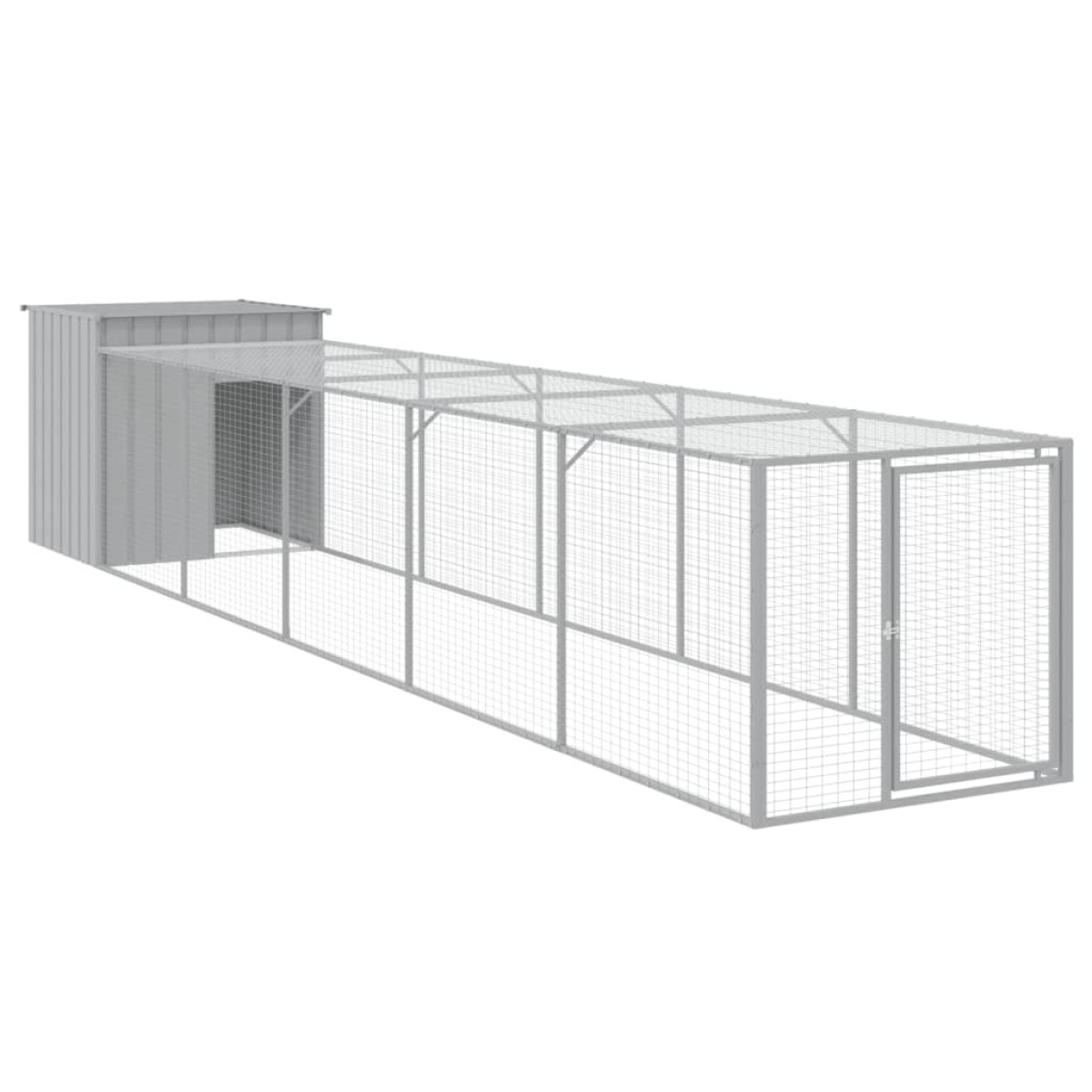 vidaXL Κοτέτσι με Περίβολο Αν. Γκρι 110x609x110 εκ. Γαλβαν. Χάλυβας
