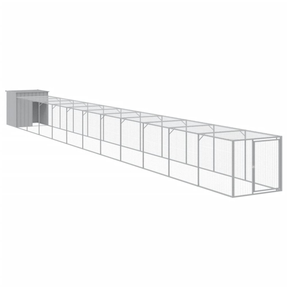 vidaXL Κοτέτσι με Περίβολο Αν. Γκρι 117x1221x110 εκ. Γαλβαν. Χάλυβας