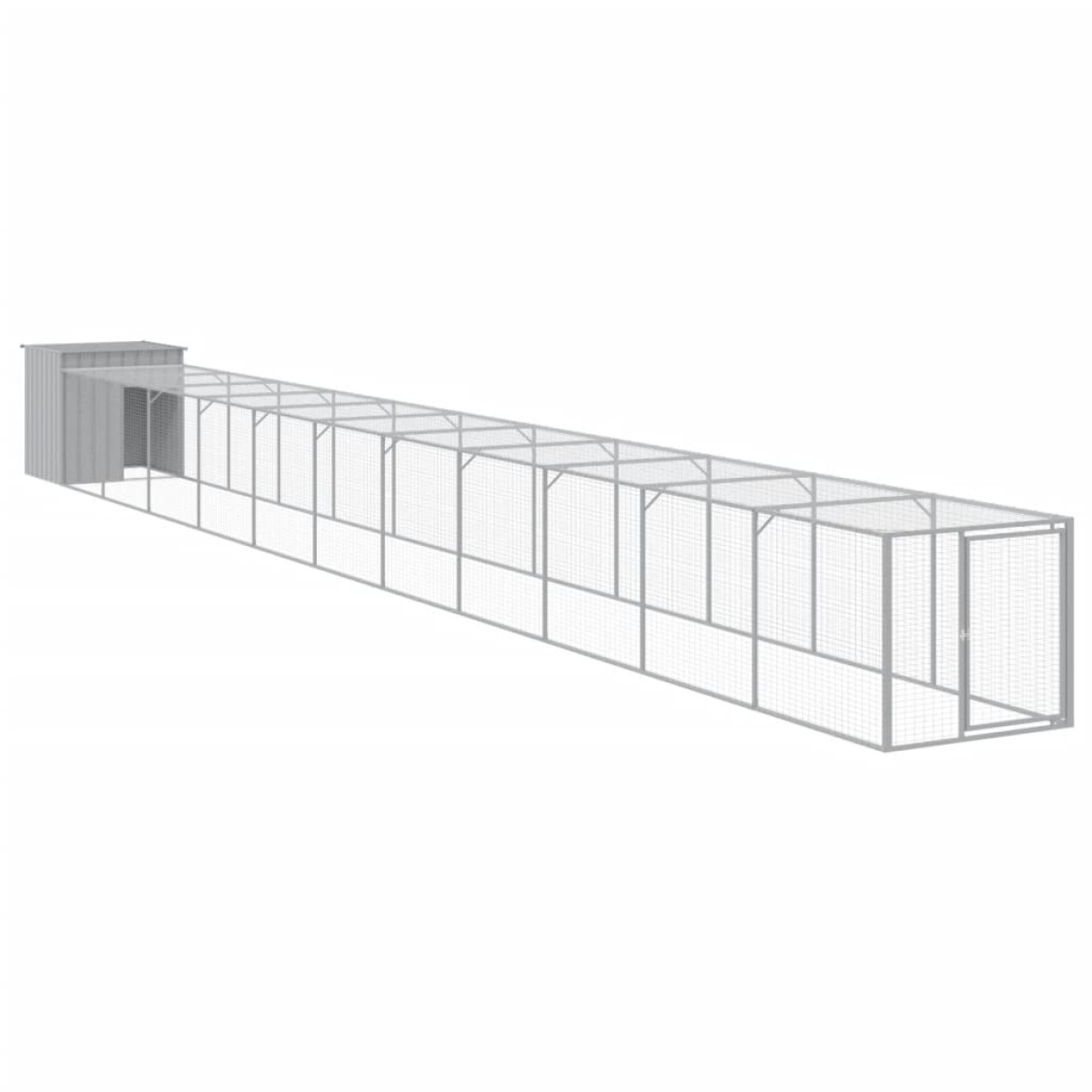 vidaXL Κοτέτσι με Περίβολο Αν. Γκρι 117x1221x110 εκ. Γαλβαν. Χάλυβας