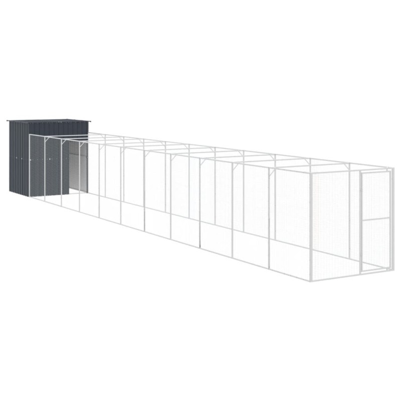 vidaXL Σπιτάκι Σκύλου με Αυλή Ανθρακί 165x1271x181 εκ. Γαλβαν. Χάλυβας