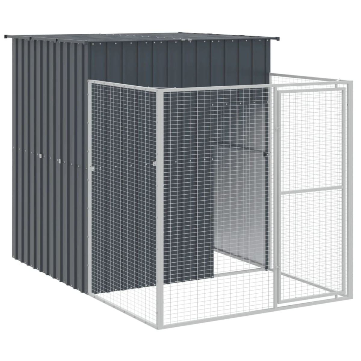 vidaXL Σπιτάκι Σκύλου με Αυλή Ανθρακί 165x1271x181 εκ. Γαλβαν. Χάλυβας