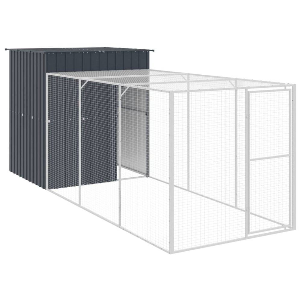 vidaXL Κλουβί για Κότες με Αυλή Ανθρακί 165x455x181 εκ Γαλβαν. Χάλυβας