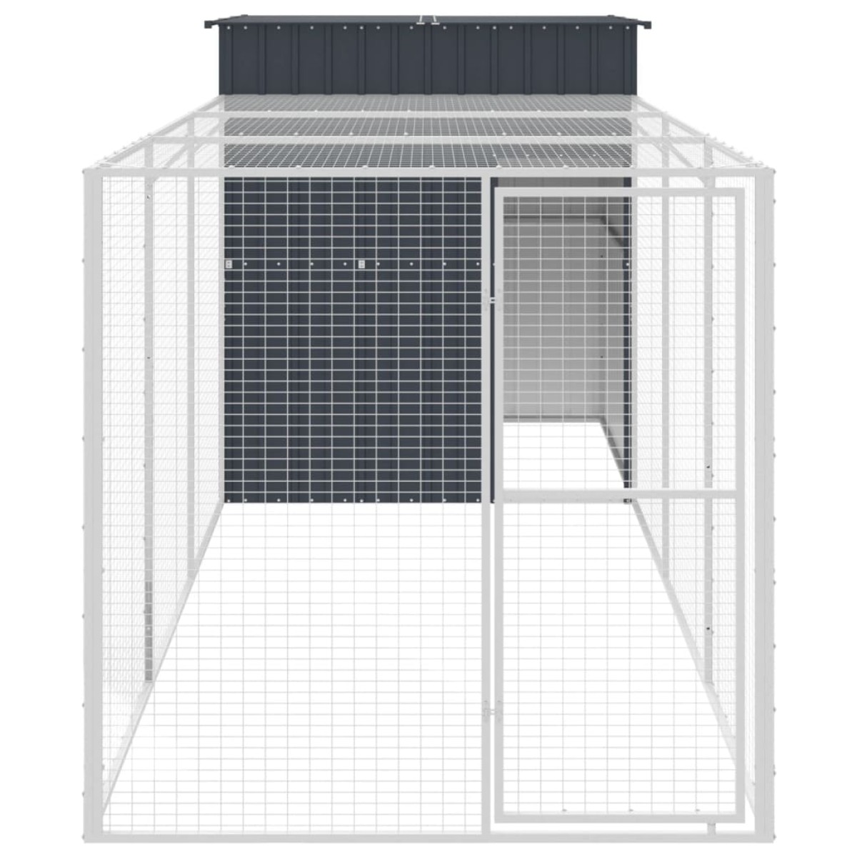 vidaXL Κλουβί για Κότες με Αυλή Ανθρακί 165x455x181 εκ Γαλβαν. Χάλυβας