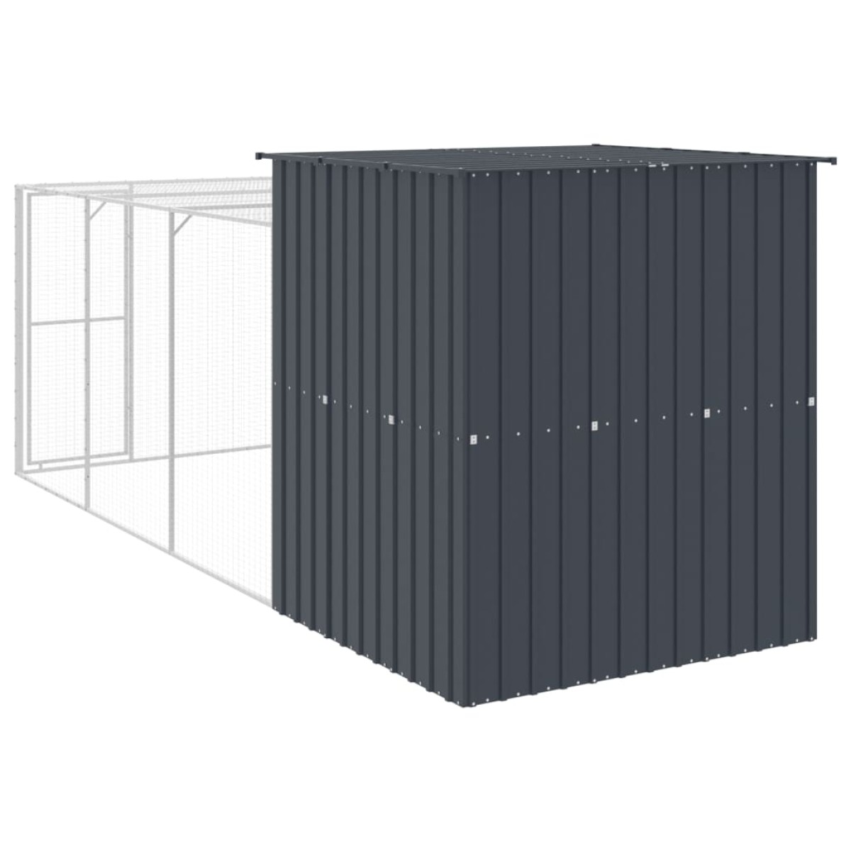 vidaXL Κλουβί για Κότες με Αυλή Ανθρακί 165x455x181 εκ Γαλβαν. Χάλυβας