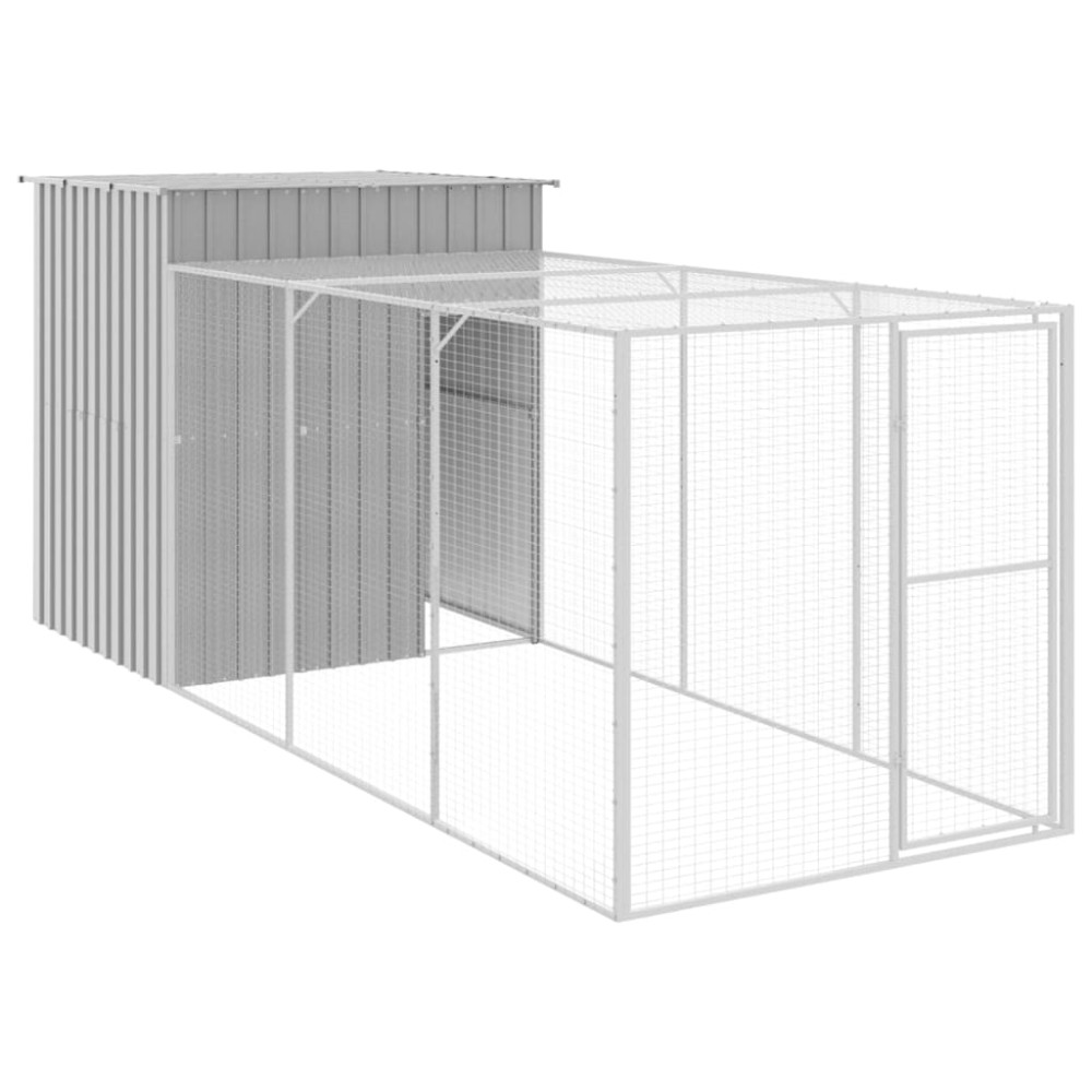 vidaXL Κοτέτσι με Περίβολο Αν. Γκρι 165x455x181 εκ. Γαλβαν. Χάλυβας