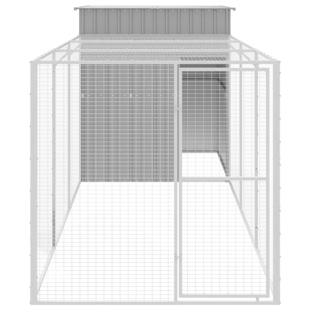 vidaXL Κοτέτσι με Περίβολο Αν. Γκρι 165x455x181 εκ. Γαλβαν. Χάλυβας