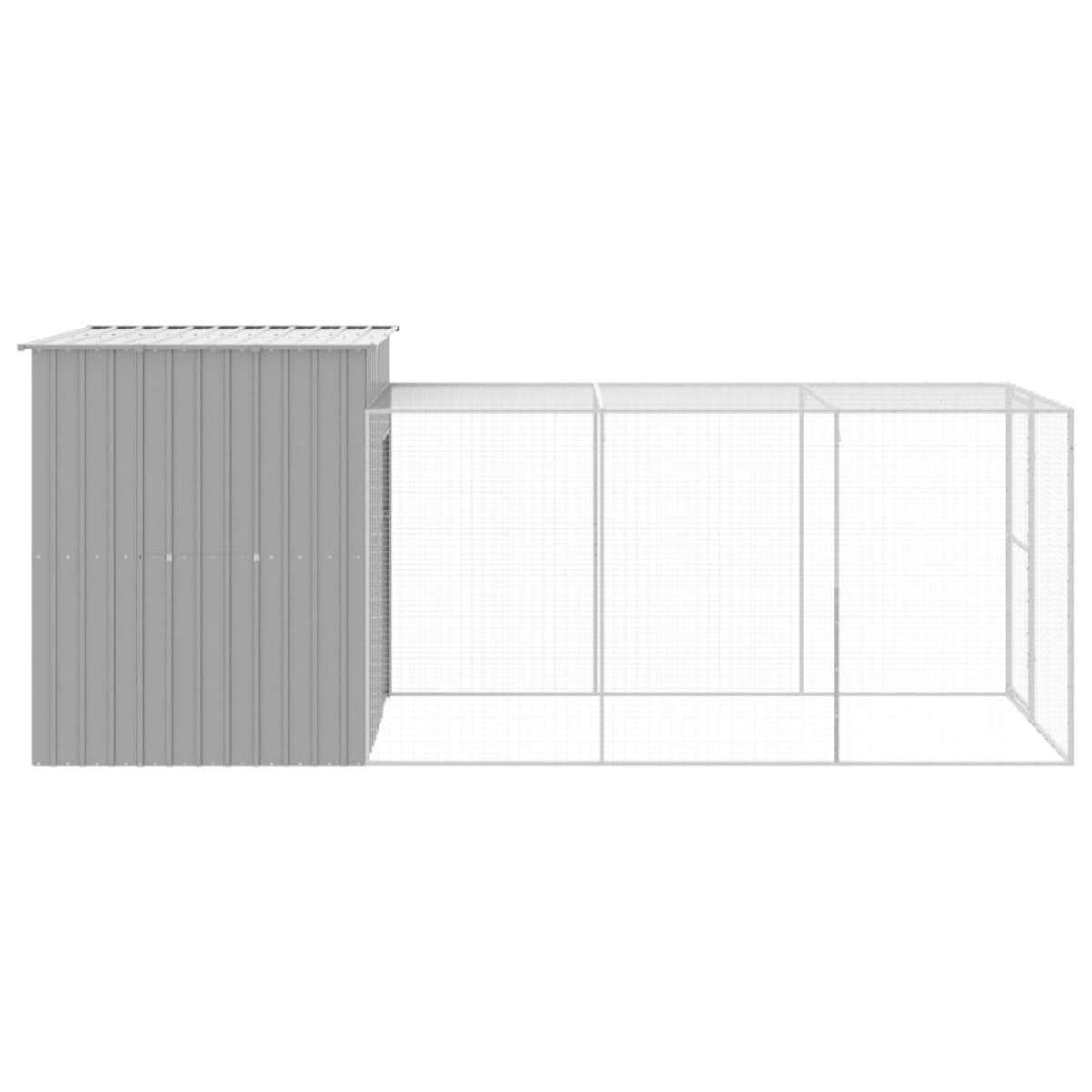 vidaXL Κοτέτσι με Περίβολο Αν. Γκρι 165x455x181 εκ. Γαλβαν. Χάλυβας