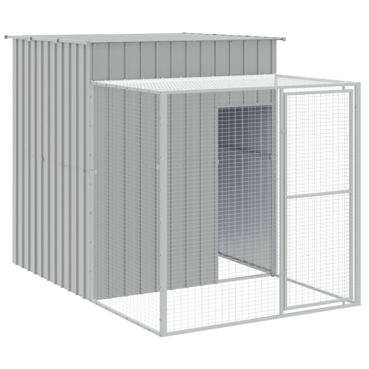 vidaXL Κοτέτσι με Περίβολο Αν. Γκρι 165x455x181 εκ. Γαλβαν. Χάλυβας