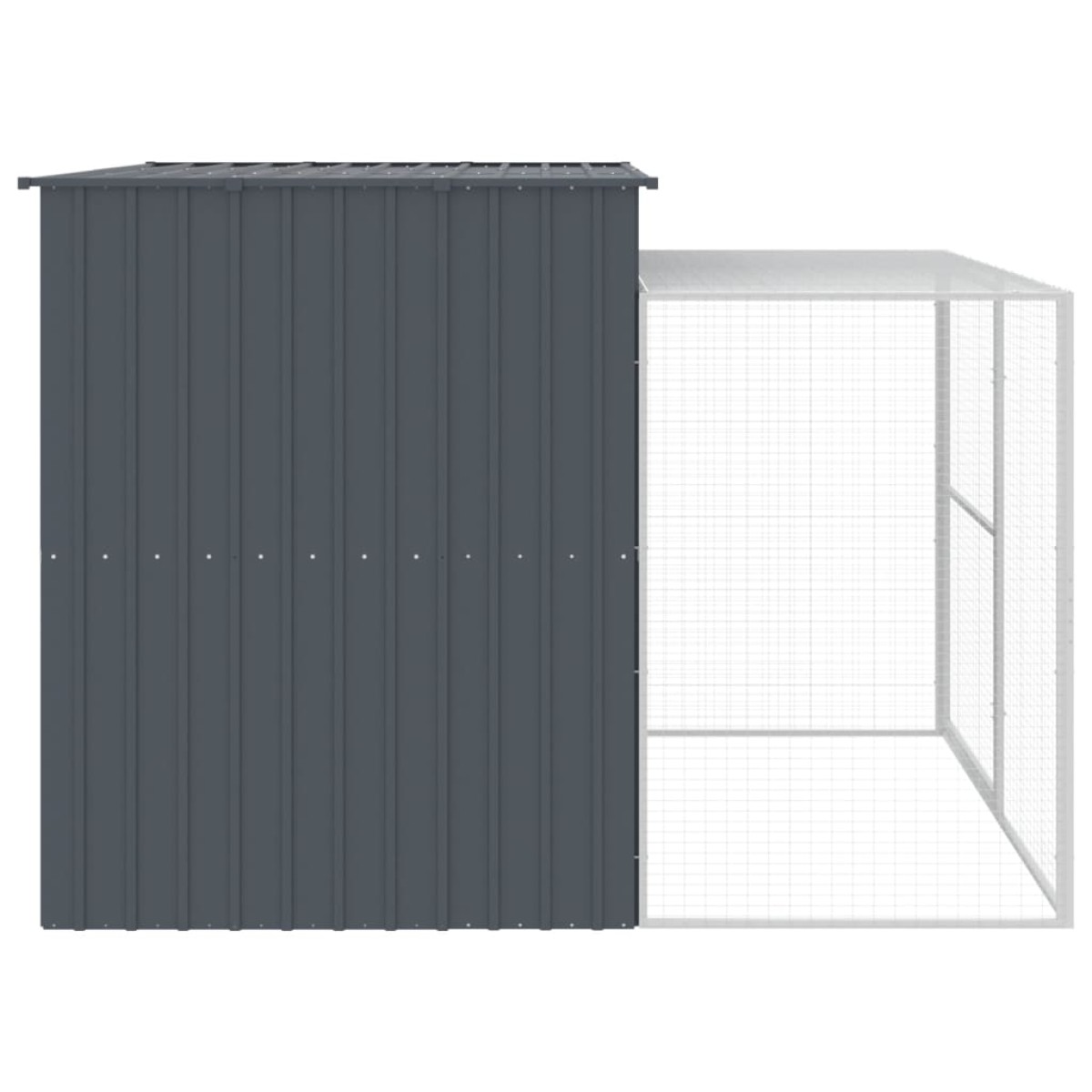 vidaXL Σπιτάκι Σκύλου με Αυλή Ανθρακί 214x253x181 εκ. Γαλβαν. Χάλυβας