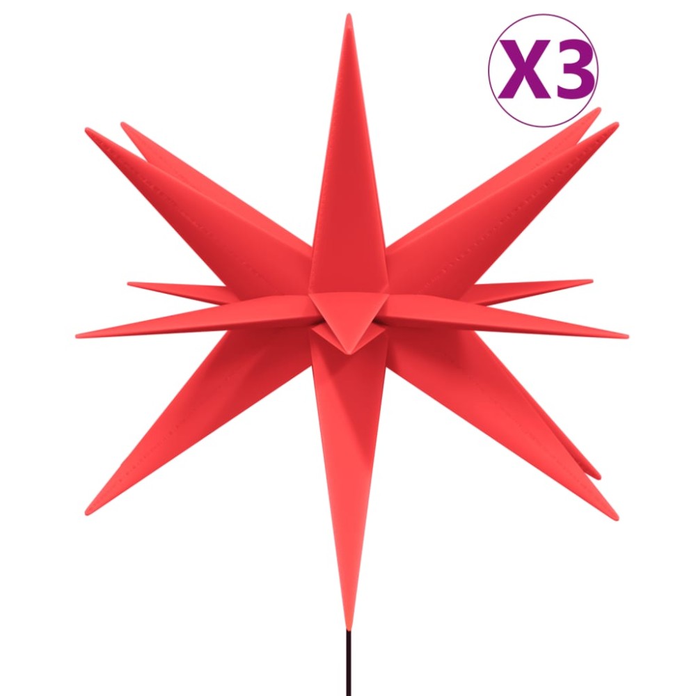 vidaXL Φωτιστικά Χριστ. με Ακίδες 3Τεμ LED Αναδιπλούμενα Κόκκινα 57 εκ