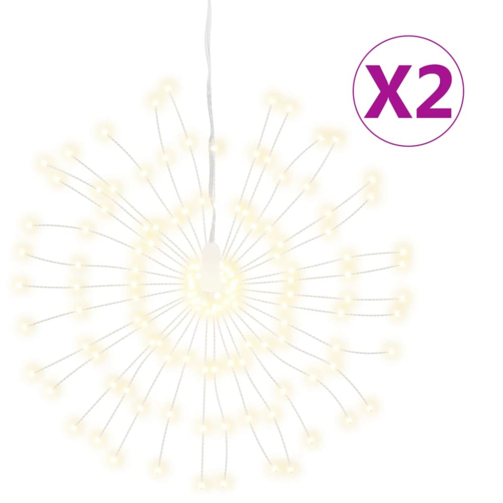 vidaXL Φωτάκια Χριστουγεννιάτικα 2 Τεμ. 140 LED Θερμό Λευκό 17 εκ.