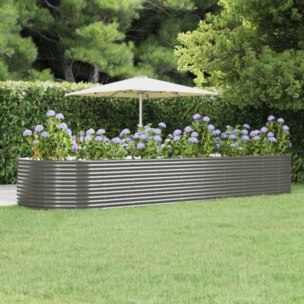 vidaXL Ζαρντινιέρα Γκρι 447x140x68 εκ. Γαλβανισμένος χάλυβας