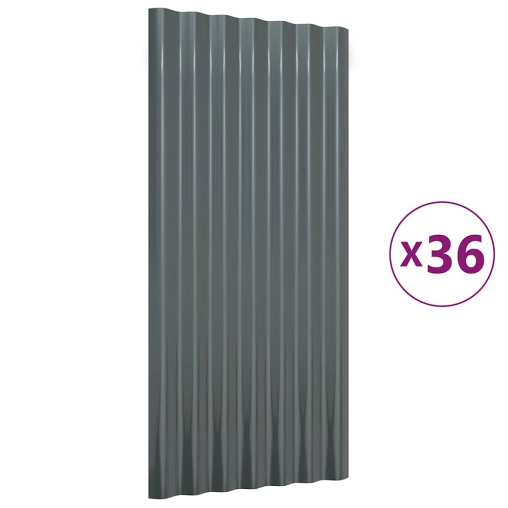 vidaXL Πάνελ Οροφής 36 τεμ. Ανθρακί 80x36 εκ. Γαλβανισμένος χάλυβας