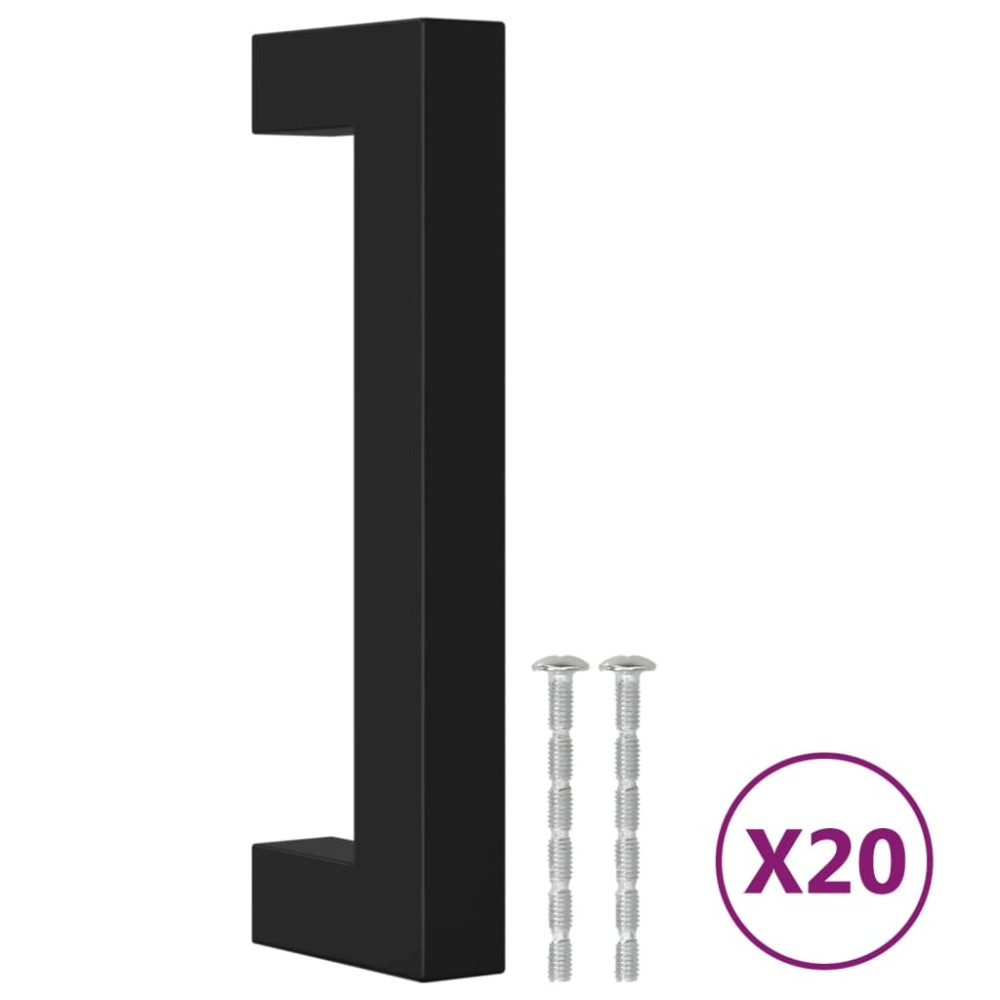 vidaXL Λαβές Ντουλαπιών 20 τεμ. Μαύρες 96 χιλ. από Ανοξείδωτο Ατσάλι