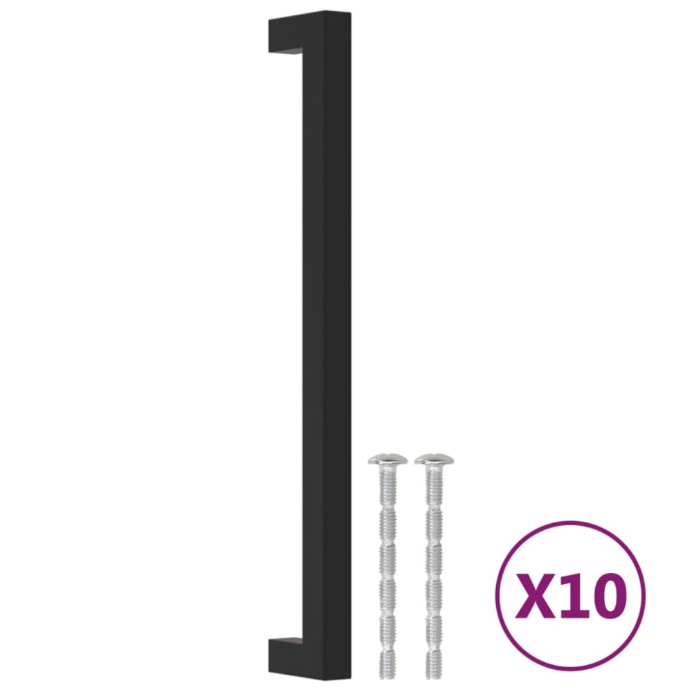 vidaXL Λαβές Ντουλαπιών 10 τεμ. Μαύρες 224 χιλ. από Ανοξείδωτο Ατσάλι