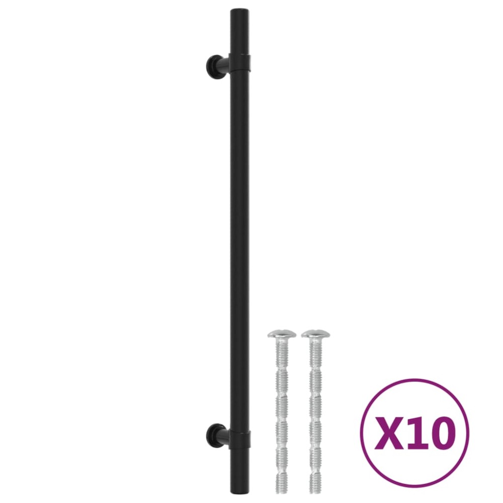 vidaXL Λαβές Ντουλαπιών 10 τεμ. Μαύρες 224 χιλ. από Ανοξείδωτο Ατσάλι