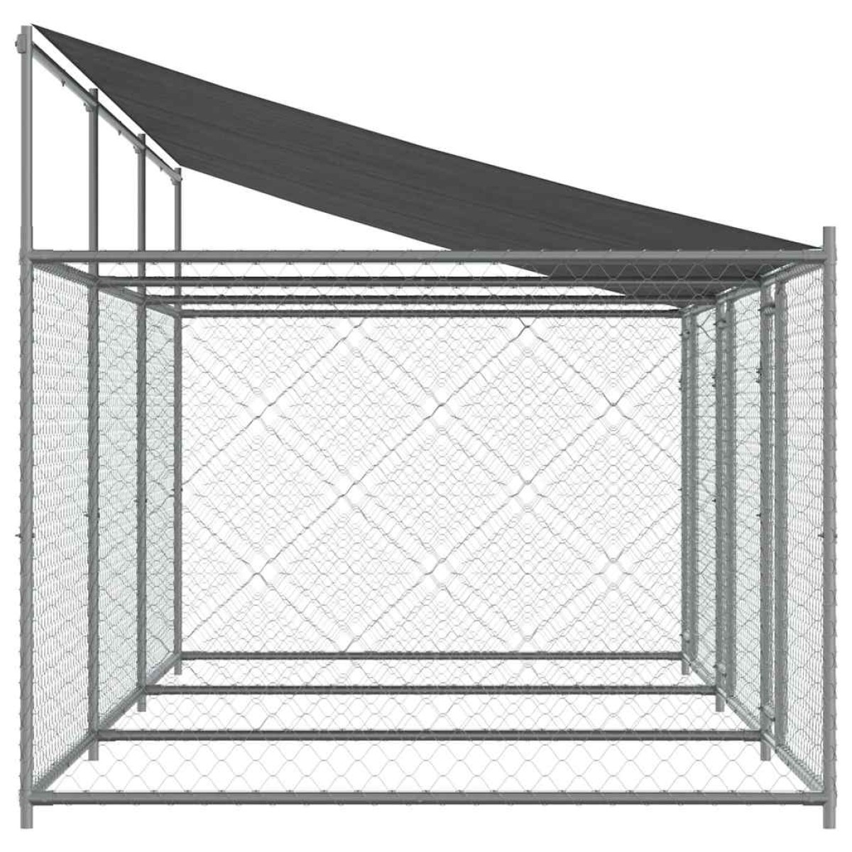 vidaXL Κλουβί Σκύλου με Οροφή και Πόρτες Γκρι 6x2x2 μ. Γαλβ. Χάλυβας