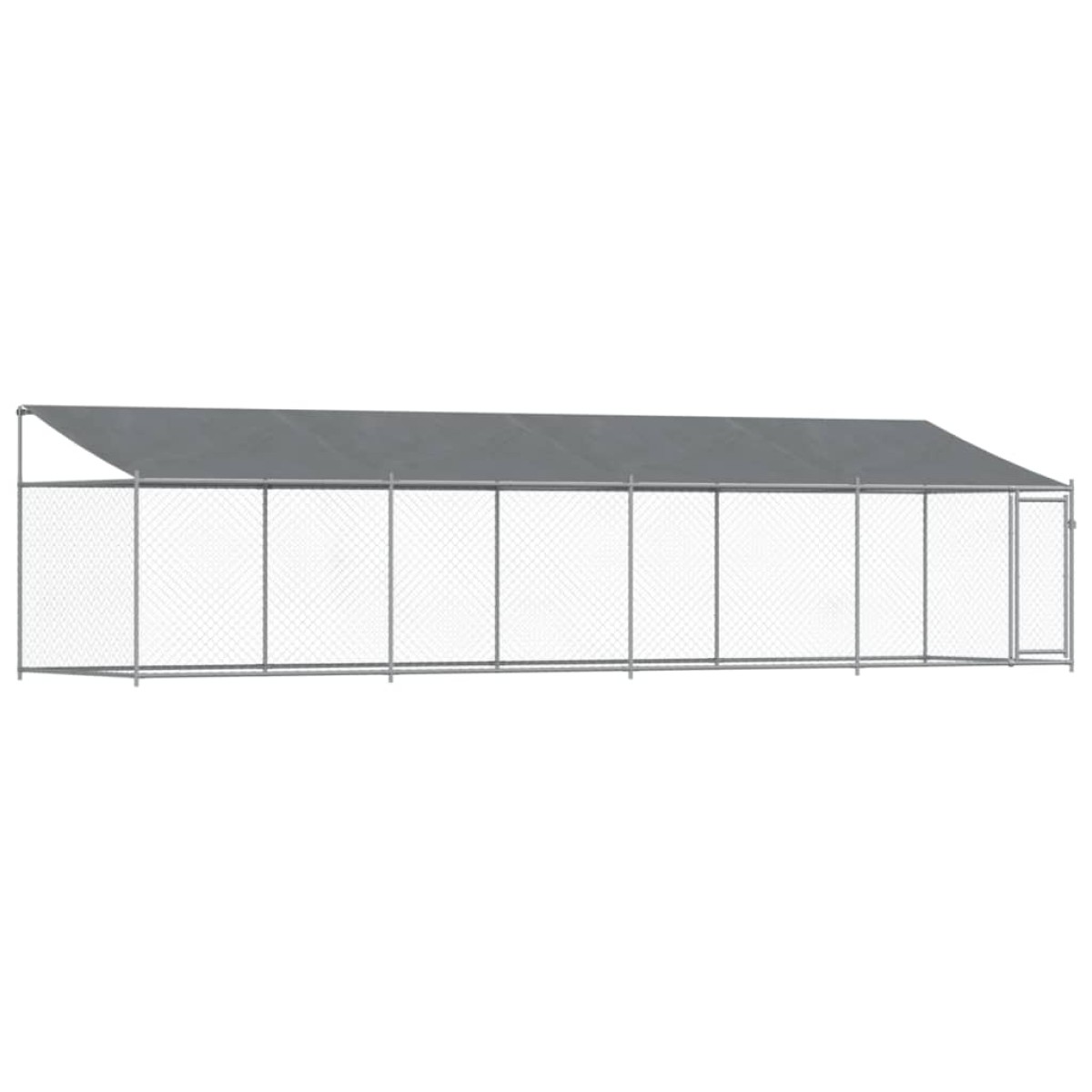 vidaXL Κλουβί Σκύλου με Οροφή και Πόρτες Γκρι 8x2x2 μ. Γαλβ. Χάλυβας