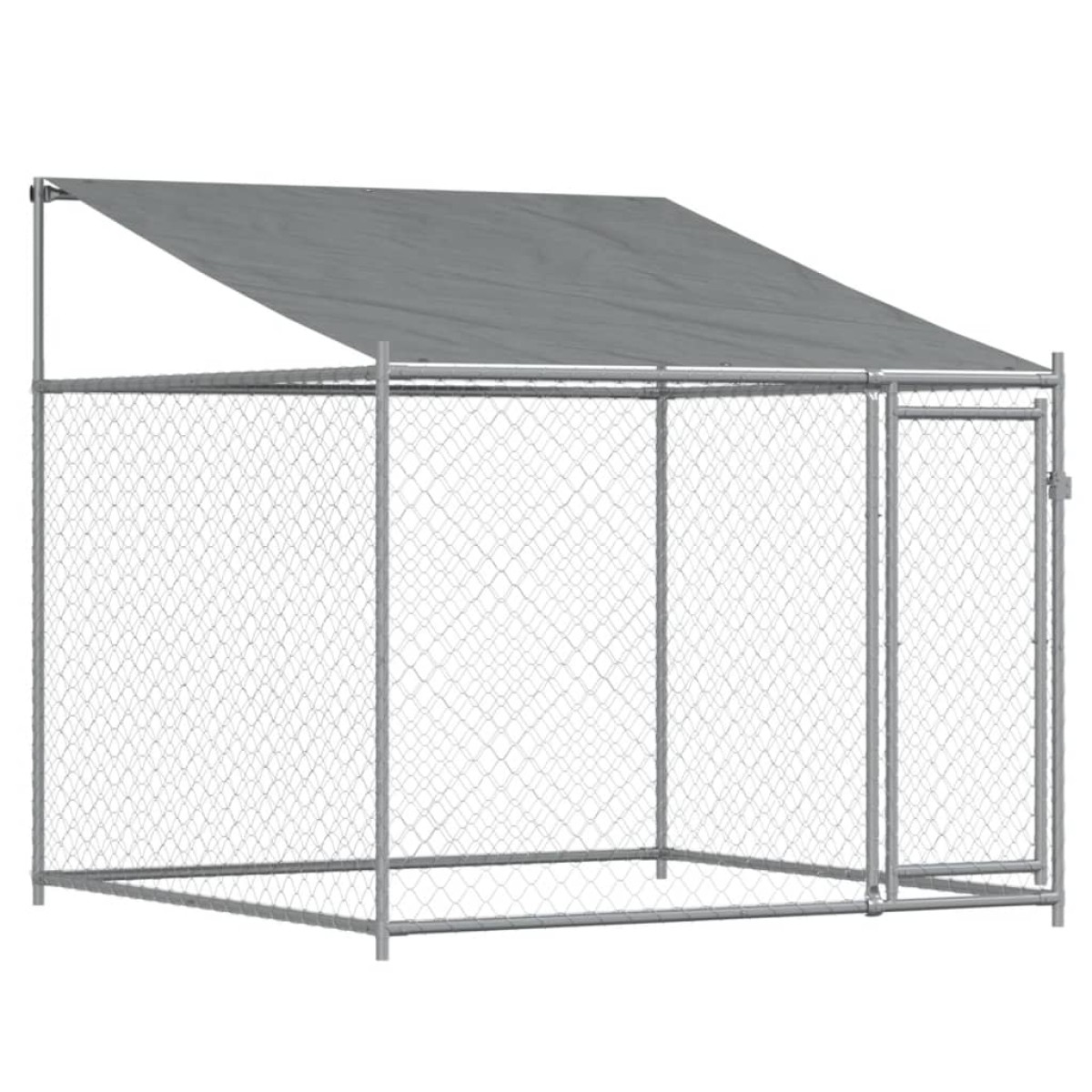 vidaXL Κλουβί Σκύλου με Οροφή και Πόρτες Γκρι 8x2x2 μ. Γαλβ. Χάλυβας