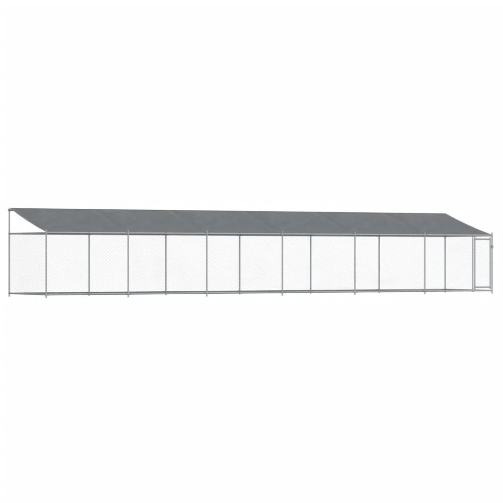vidaXL Κλουβί Σκύλου με Οροφή και Πόρτες Γκρι 12x2x2 μ. Γαλβ. Χάλυβας