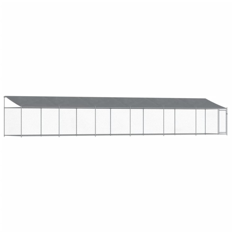 vidaXL Κλουβί Σκύλου με Οροφή και Πόρτες Γκρι 12x2x2 μ. Γαλβ. Χάλυβας