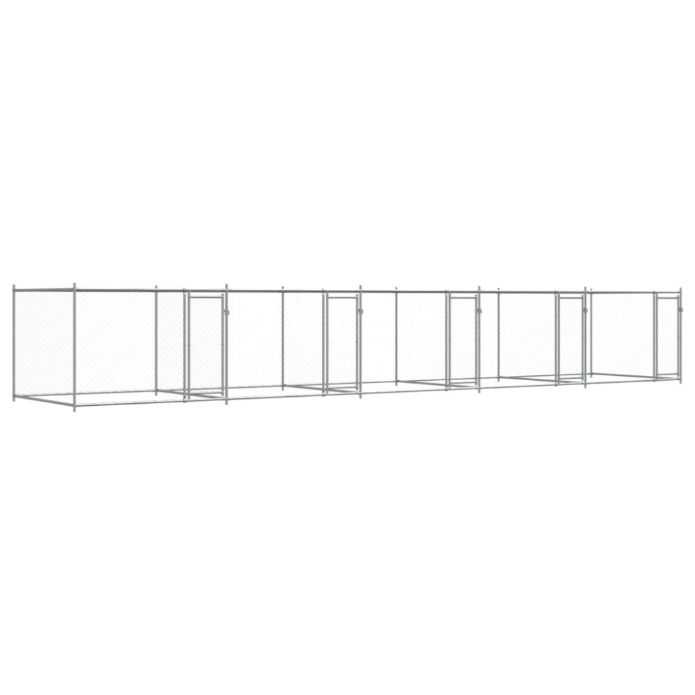 vidaXL Κλουβί Σκύλου με Πόρτες Γκρι 10x2x1,5 μ. Γαλβανισμένος Χάλυβας