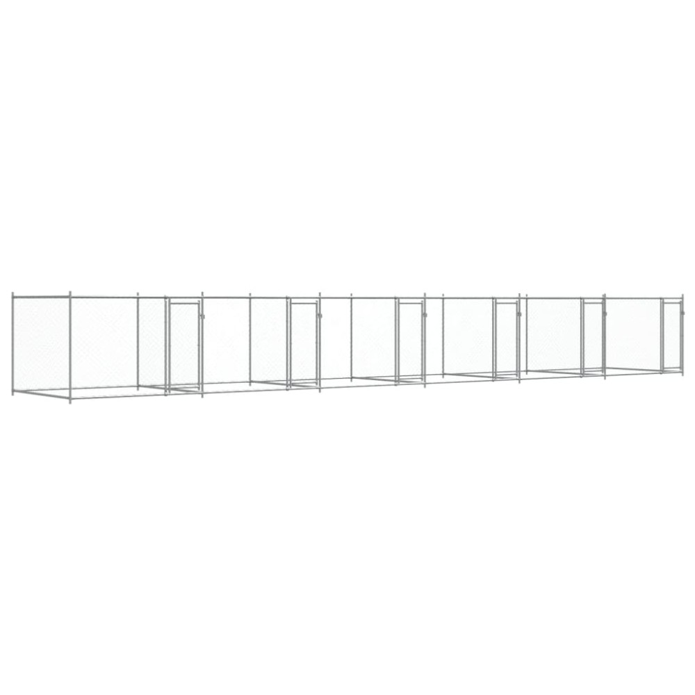 vidaXL Κλουβί Σκύλου με Πόρτες Γκρι 12x2x1,5 μ. Γαλβανισμένος Χάλυβας