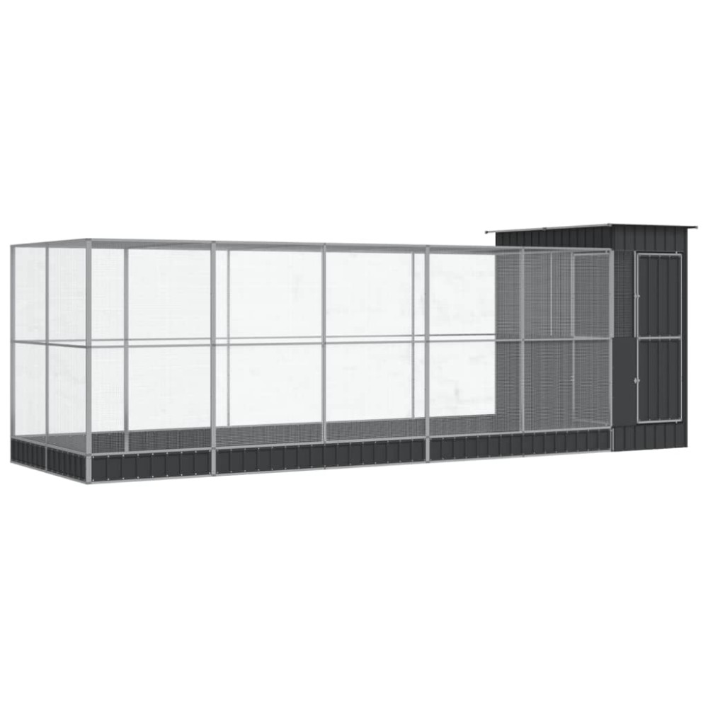 vidaXL Κλουβί με Επέκταση Ασημένιο 623x203x216 εκ. Ατσάλινο