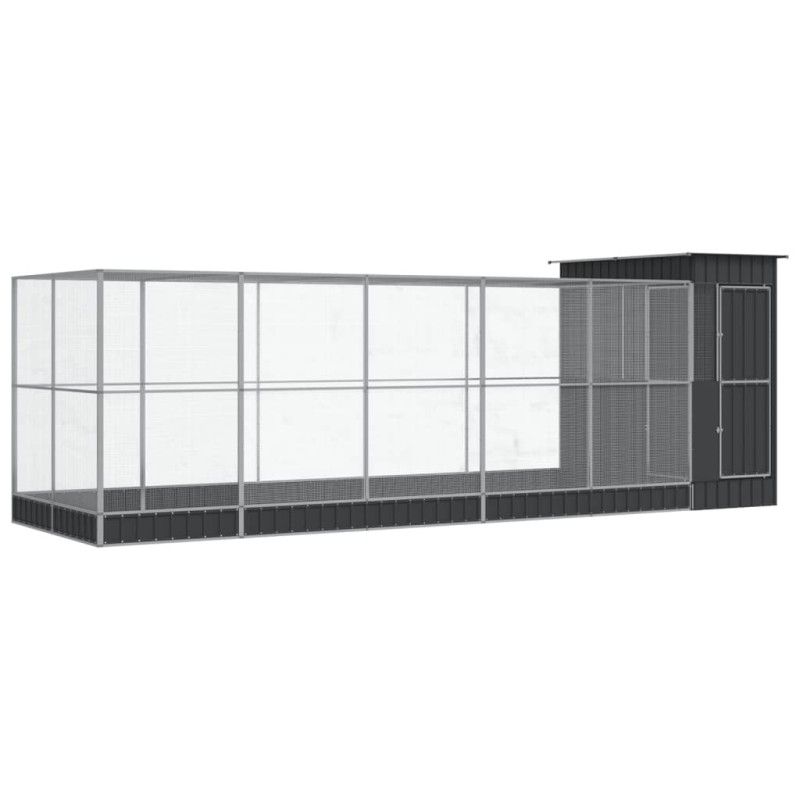 vidaXL Κλουβί με Επέκταση Ασημένιο 623x203x216 εκ. Ατσάλινο