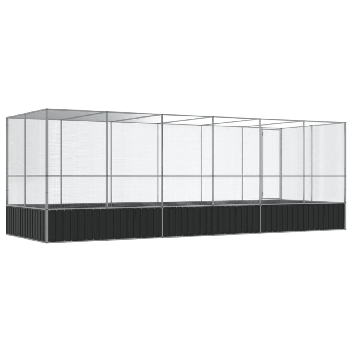 vidaXL Κλουβί με Επέκταση Ασημένιο 625x207x212 εκ. Ατσάλινο