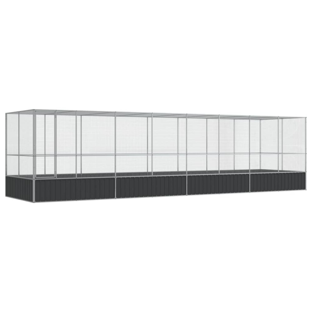vidaXL Κλουβί με Επέκταση Ασημένιο 832x207x212 εκ. Ατσάλινο
