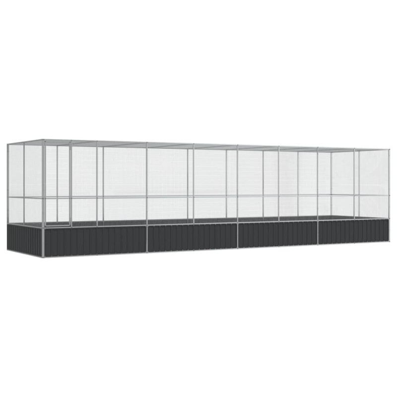vidaXL Κλουβί με Επέκταση Ασημένιο 832x207x212 εκ. Ατσάλινο