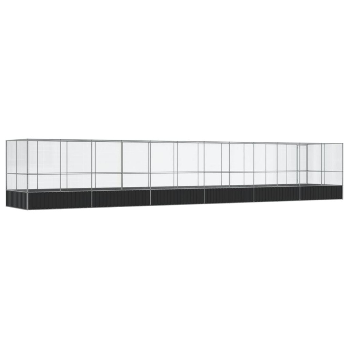 vidaXL Κλουβί με Επέκταση Ασημένιο 1246x207x212 εκ. Ατσάλινο
