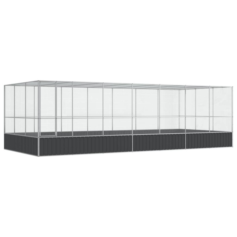 vidaXL Κλουβί με Επέκταση Ασημένιο 725x307x212 εκ. Ατσάλινο