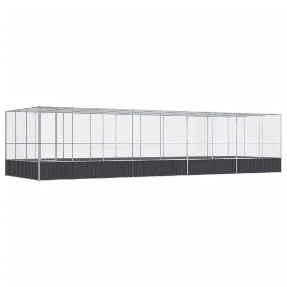 vidaXL Κλουβί με Επέκταση Ασημένιο 932x307x212 εκ. Ατσάλινο