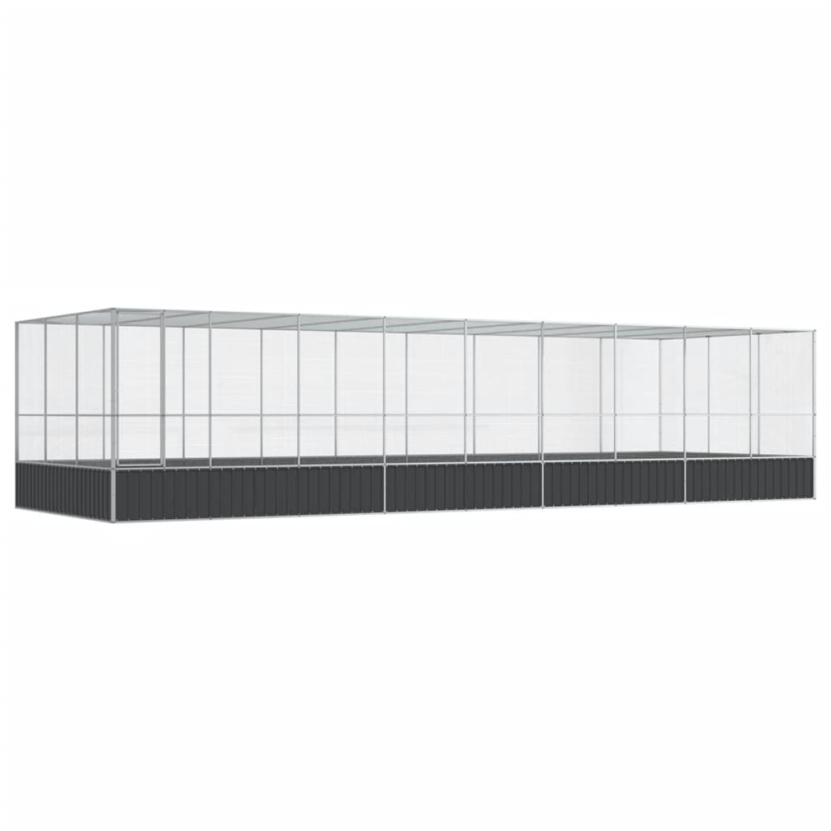 vidaXL Κλουβί με Επέκταση Ασημένιο 932x307x212 εκ. Ατσάλινο